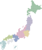 日本地図　八地方区分　タイル