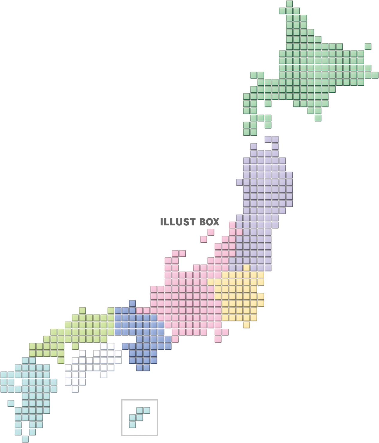 日本地図　八地方区分　タイル