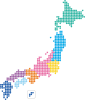 日本地図　八地方区分　ハート