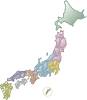 日本地図　八地方区分　金属
