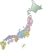 日本地図　八地方区分　金属