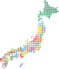 日本地図　マップ　ドット　立体　カラフル