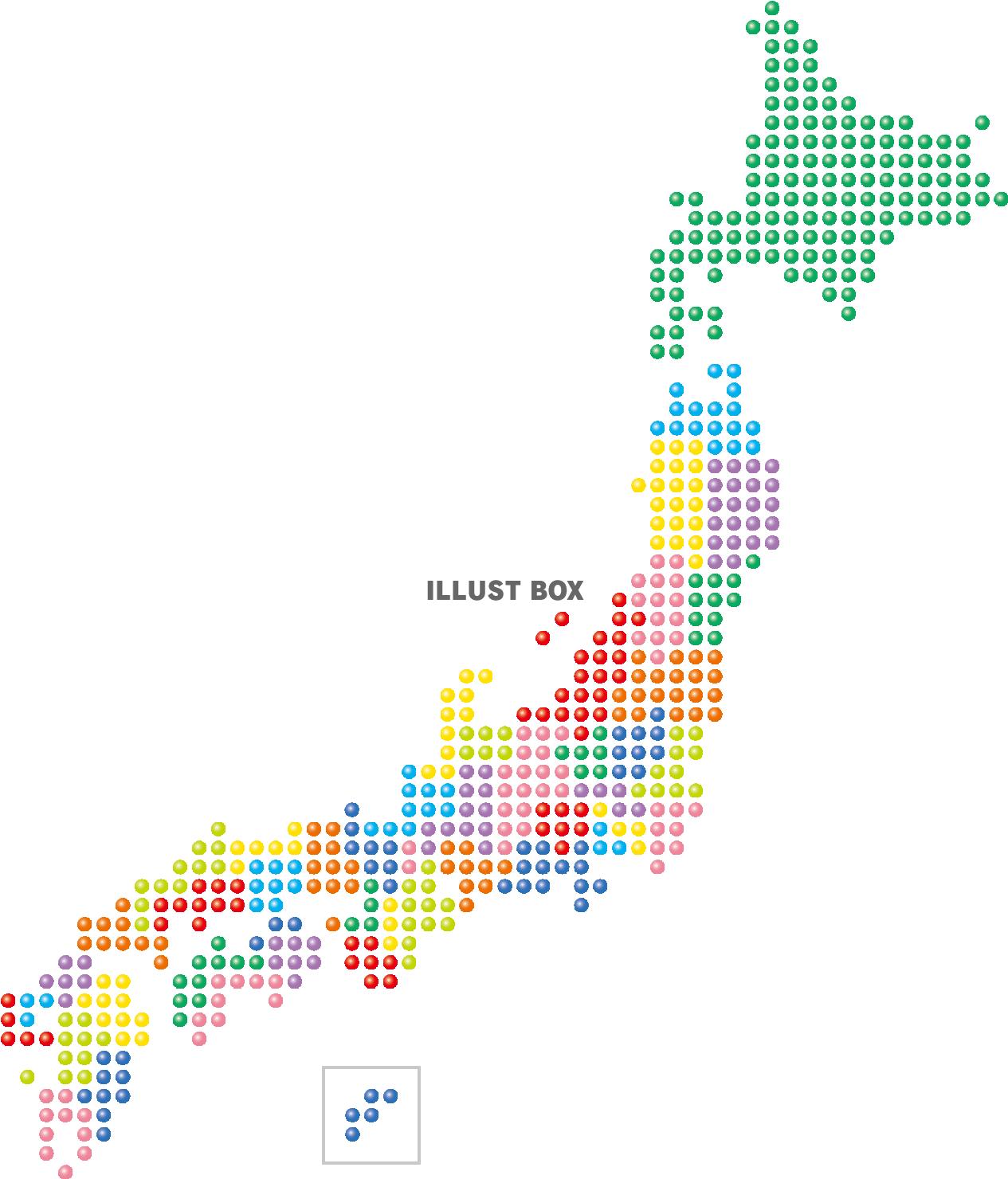 無料イラスト 日本地図 マップ ドット 球