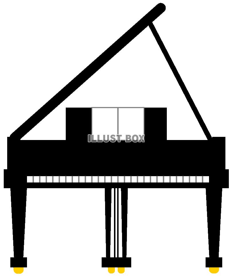 無料イラスト 黒いグランドピアノ 楽器 正面