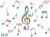 音楽記号の壁紙画像、音符背景素材イラスト。透過PNG