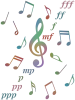 音楽記号の壁紙画像、音符背景素材イラスト。透過PNG