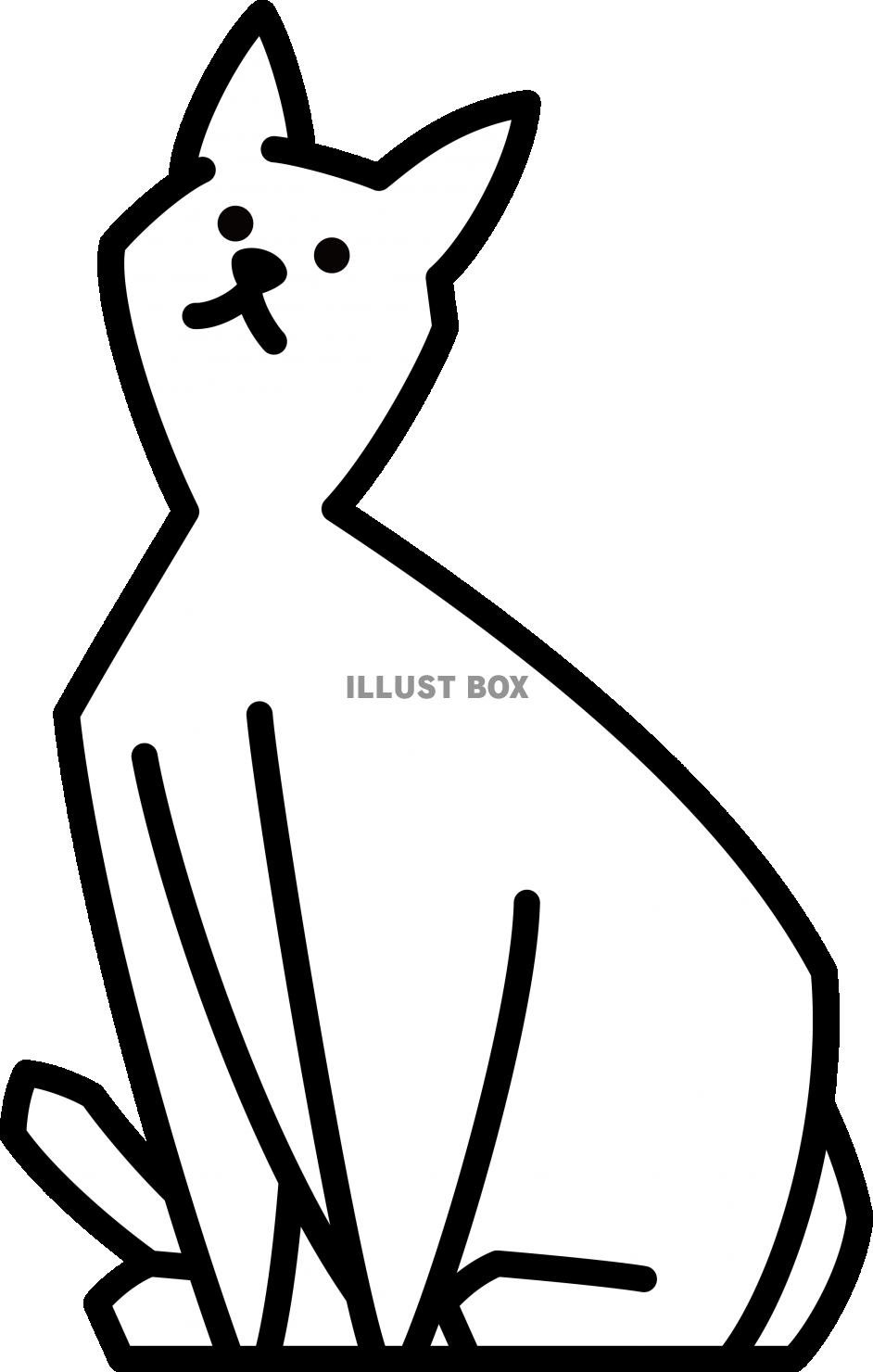 無料イラスト シンプルな線画の動物 ネコ ぬり絵