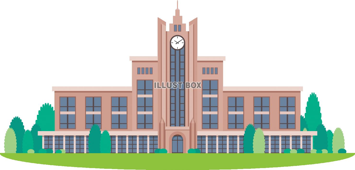 無料イラスト 大学 キャンパス 校舎