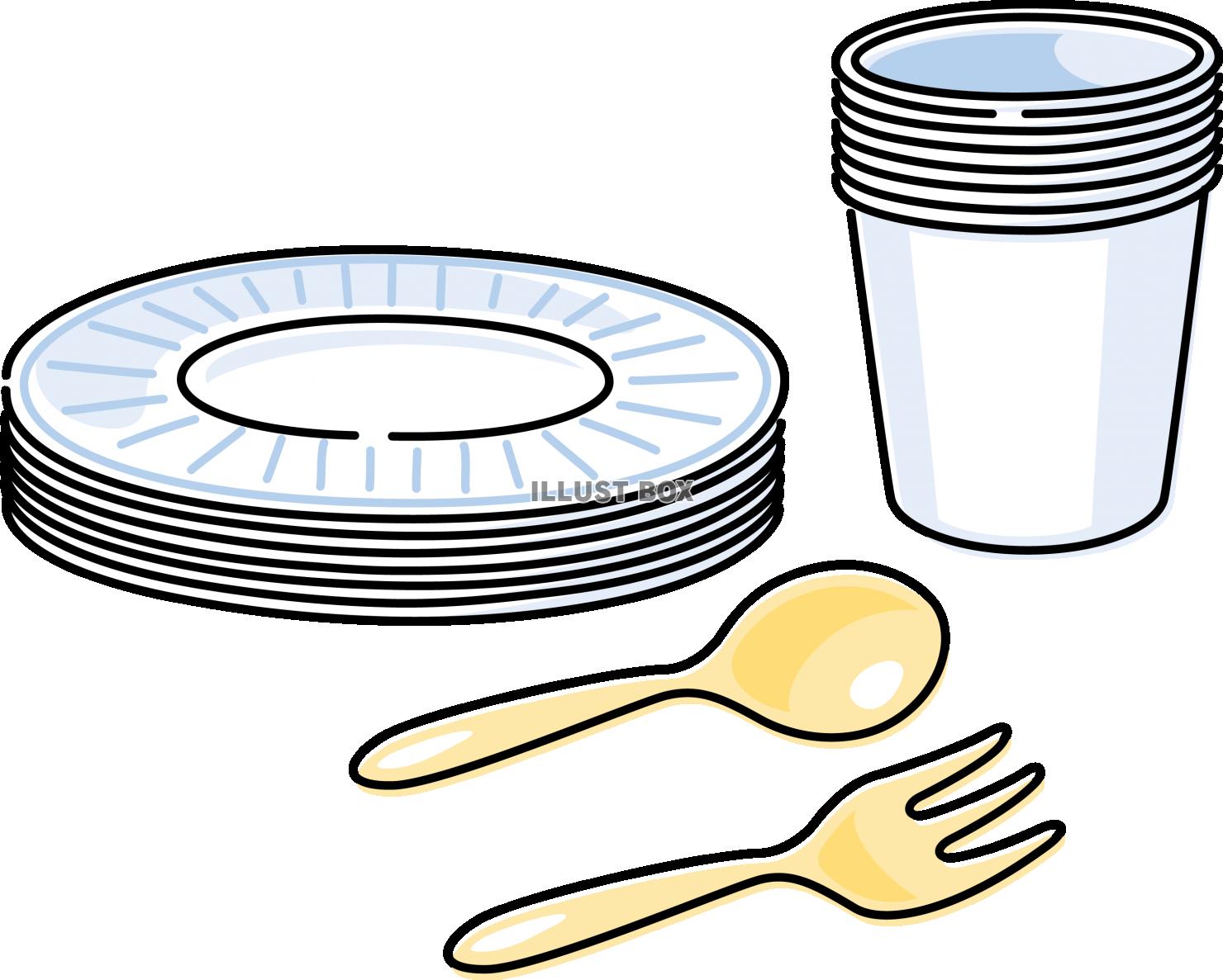 無料イラスト 紙皿 紙コップ 使い捨て 紙食器