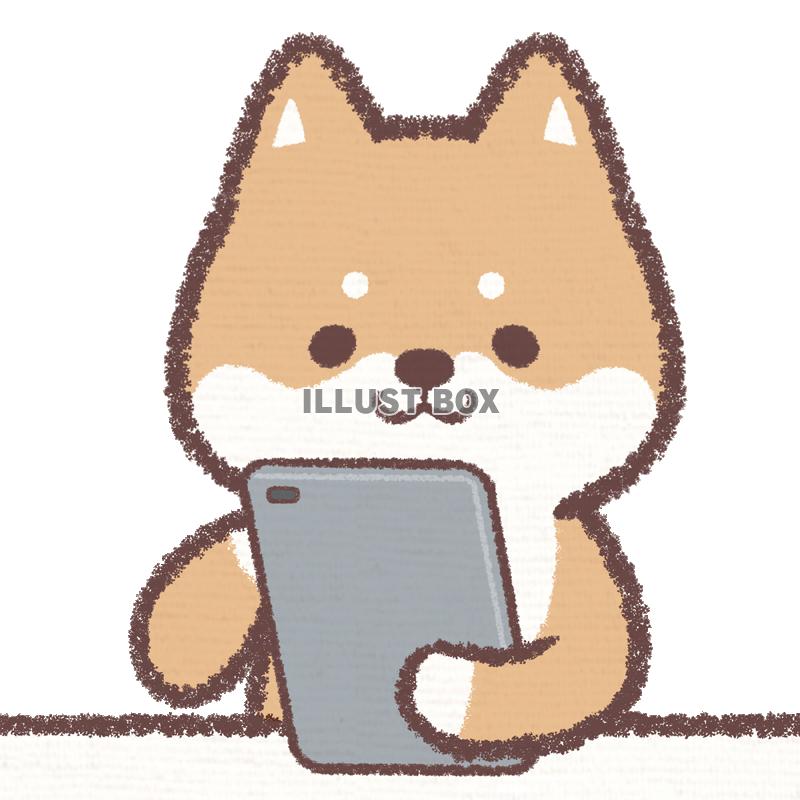 無料イラスト タブレットイヌ