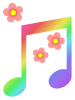 虹色音符壁紙画像シンプル背景素材イラスト。透過PNG