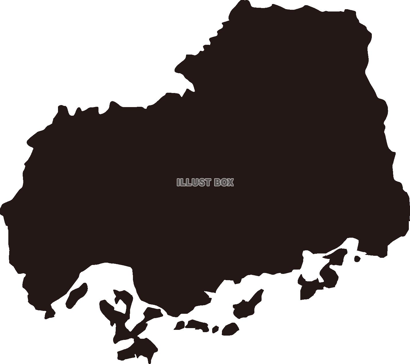 無料イラスト 広島県の地図 黒色