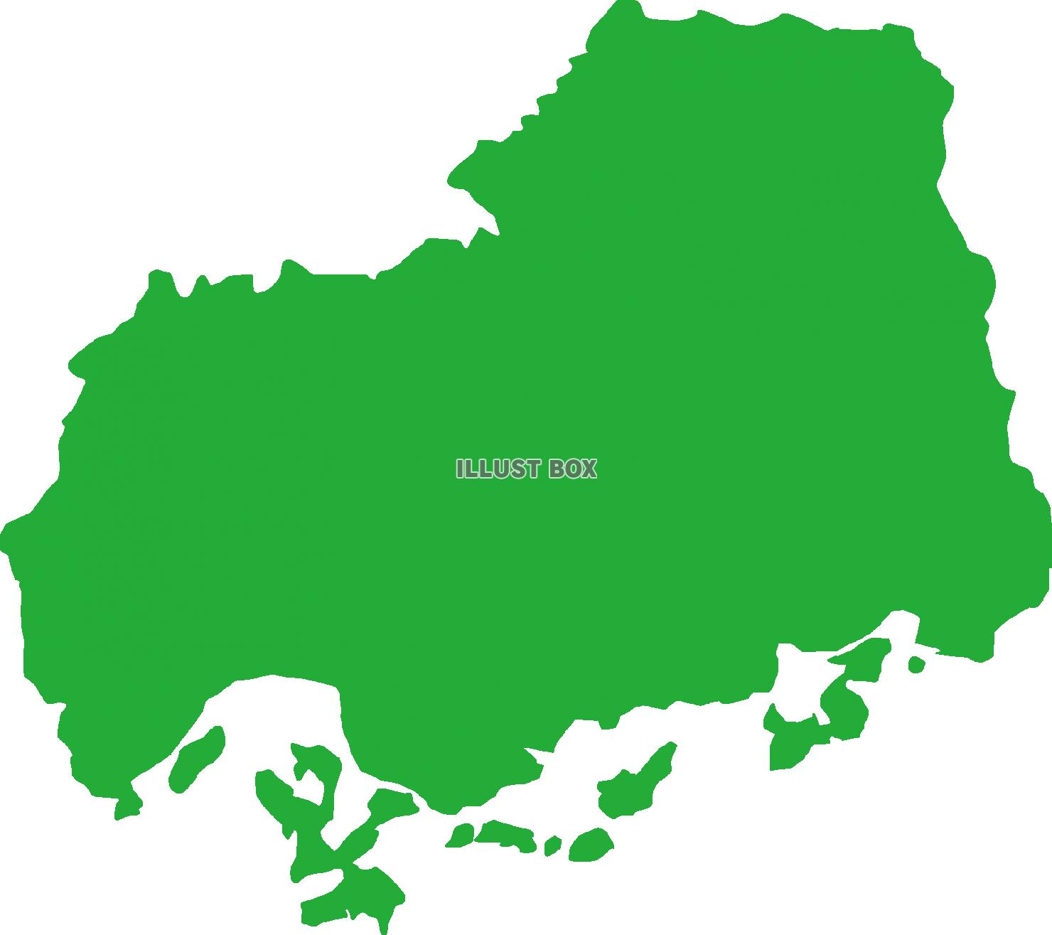 広島県の地図（緑色）