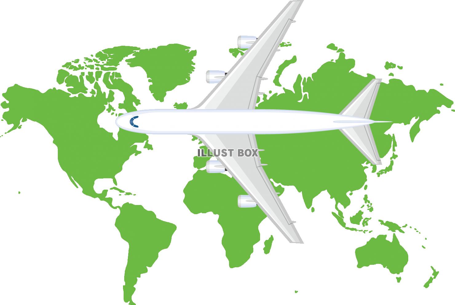 飛行機　上面と世界地図