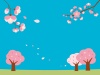 【イラスト素材】桜の木のある風景