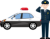 警察官 敬礼 パトカー　冬服