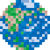 ドット絵　地球　モザイク　世界