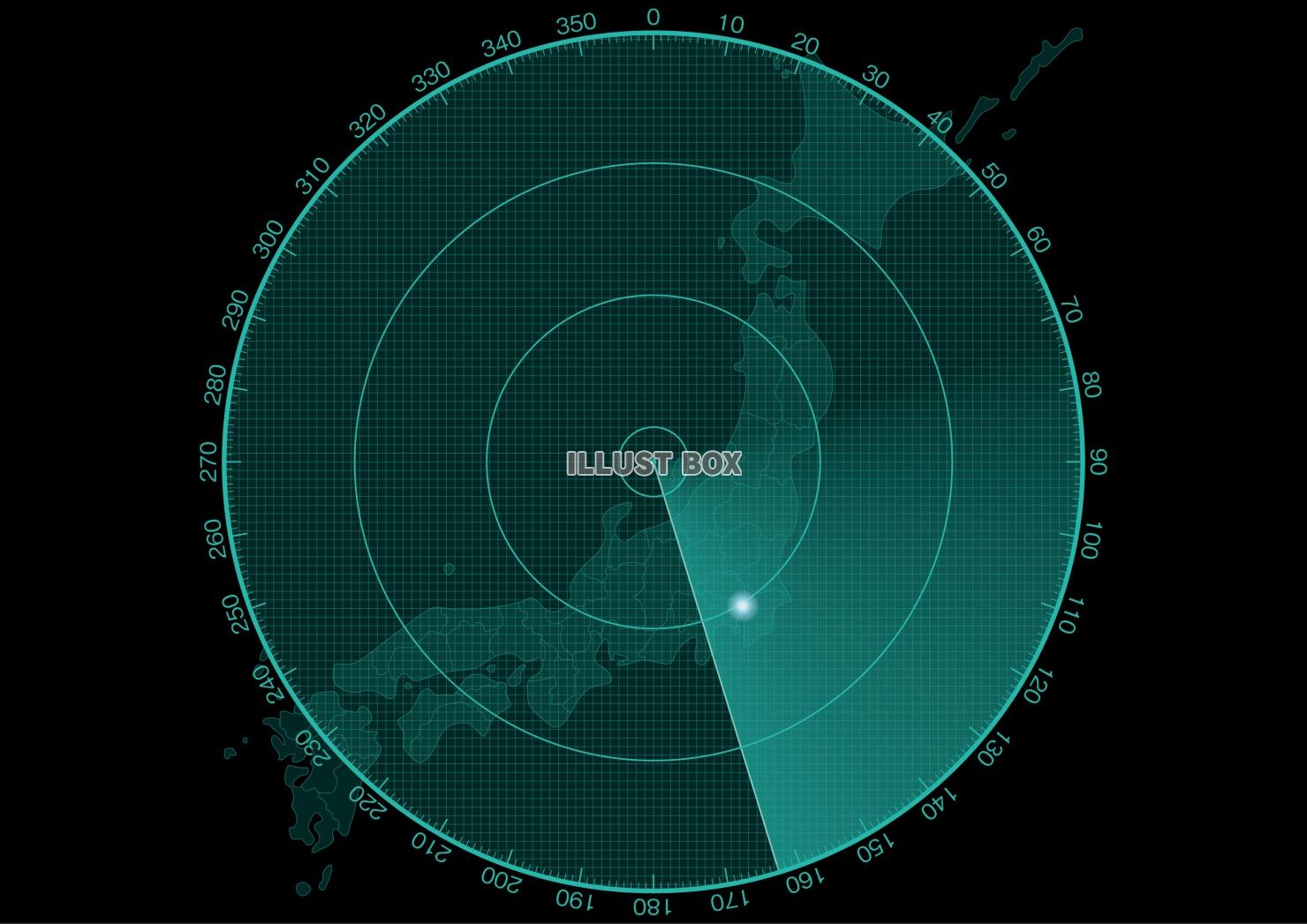 無料イラスト レーダー スコープ 日本地図 マップ