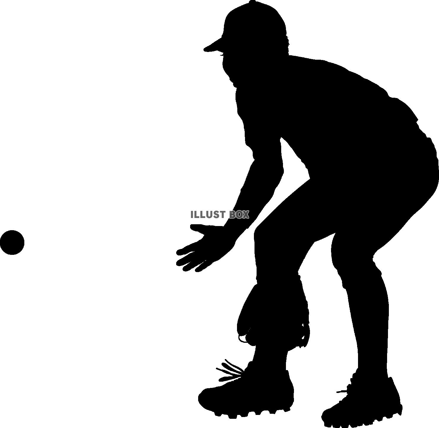 野球　守備　捕球　シルエット