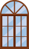 アーチ型　洋風な木枠のガラス窓のフレーム