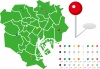 東京23区　地図　マップピン