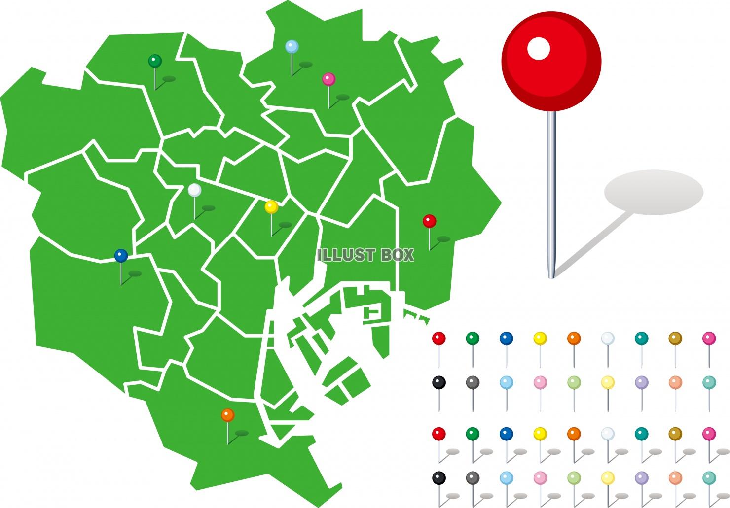 無料イラスト 東京23区 地図 マップピン