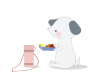 お弁当と犬のイラスト