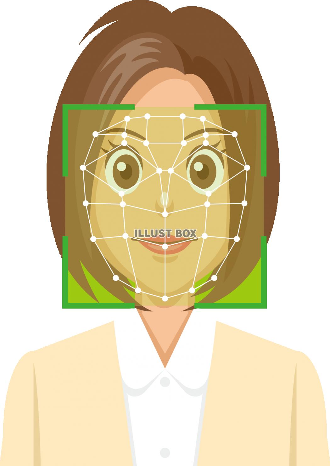 無料イラスト 顔認証システムのイメージ 女性