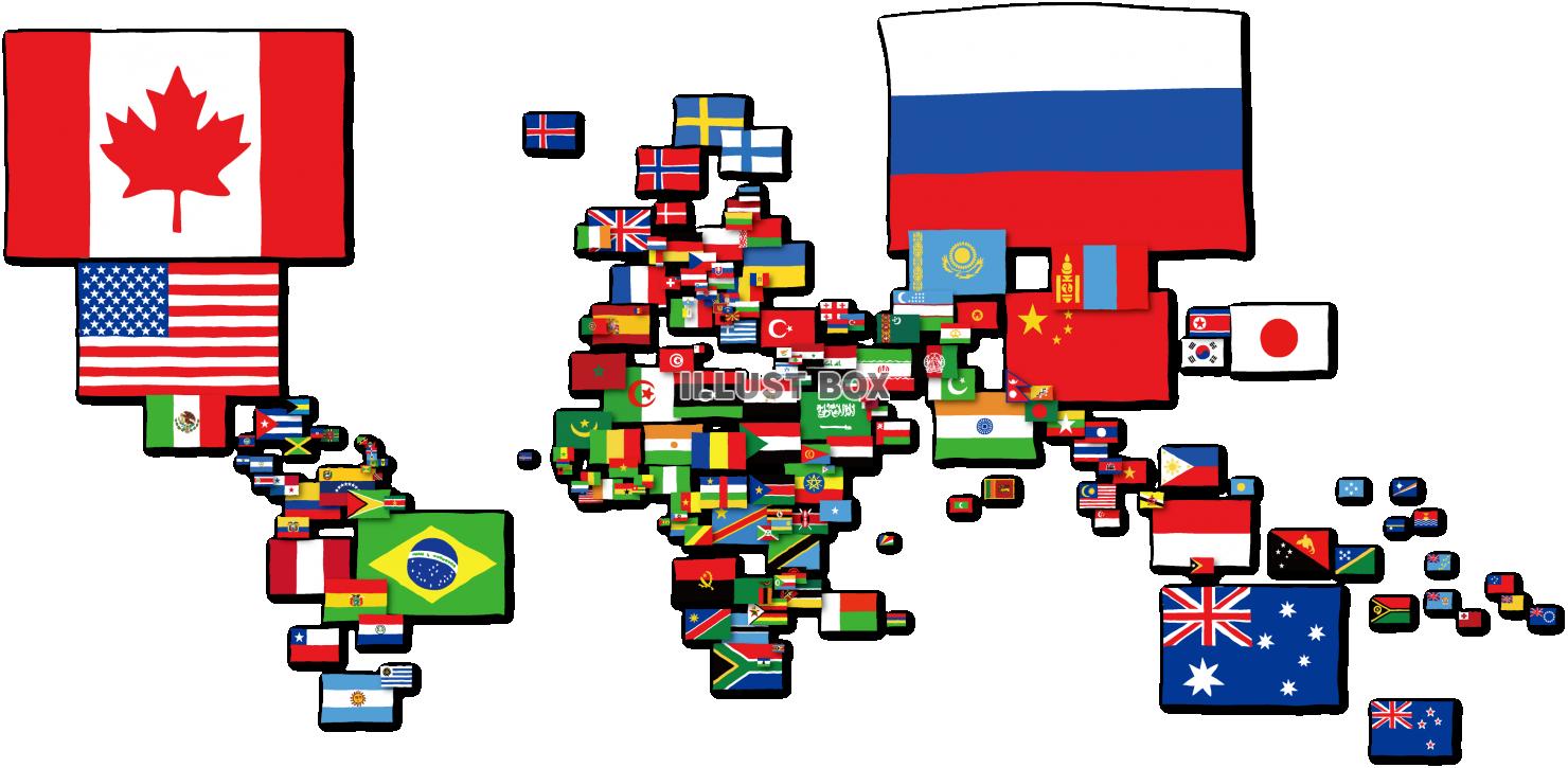 国旗の世界地図　フラッグ　マップ