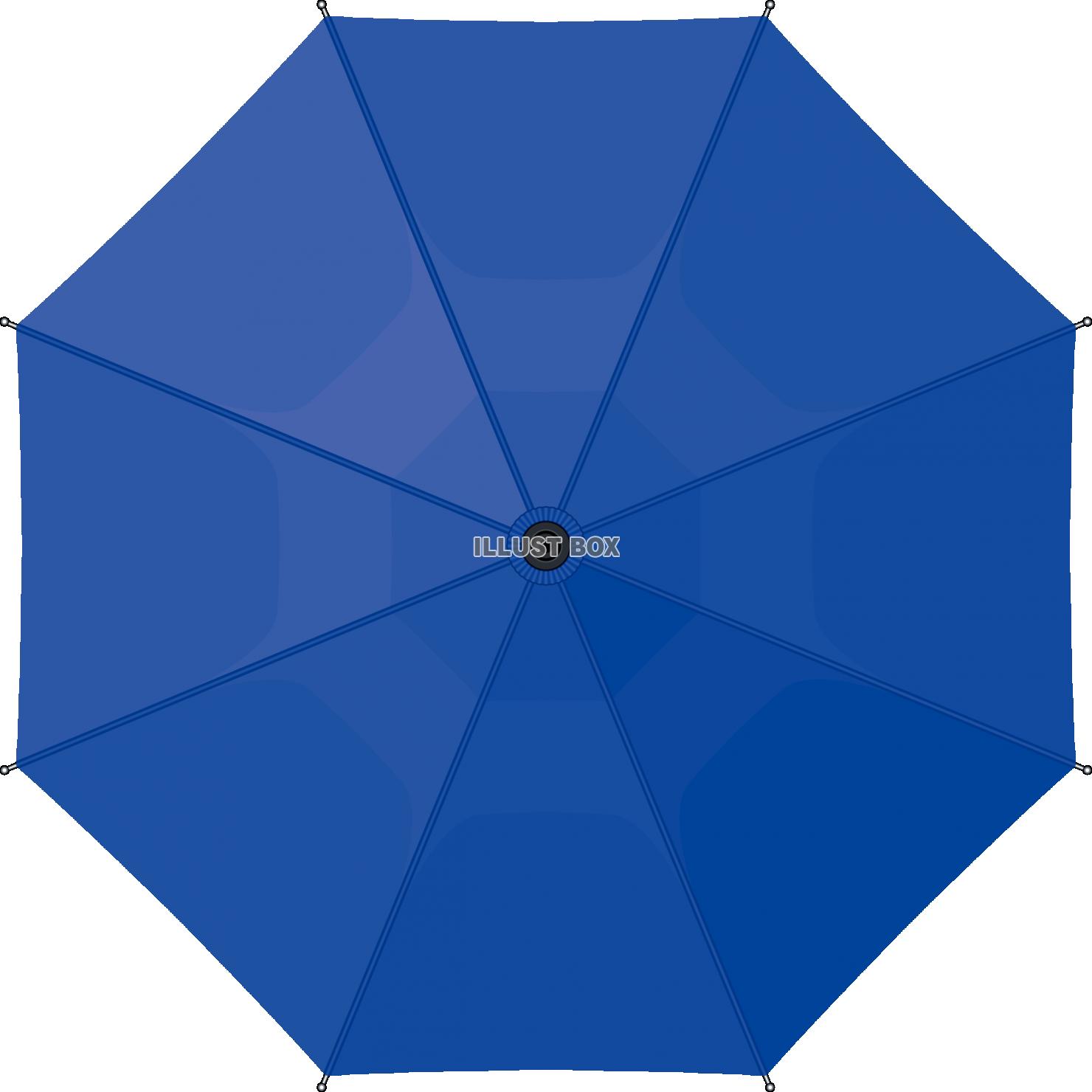 真上から見た傘　青　ブルー
