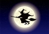 ハロウィン　満月を背景に飛ぶ魔女