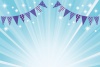 夏のイベント旗・キラキラ放射状ブルー背景
