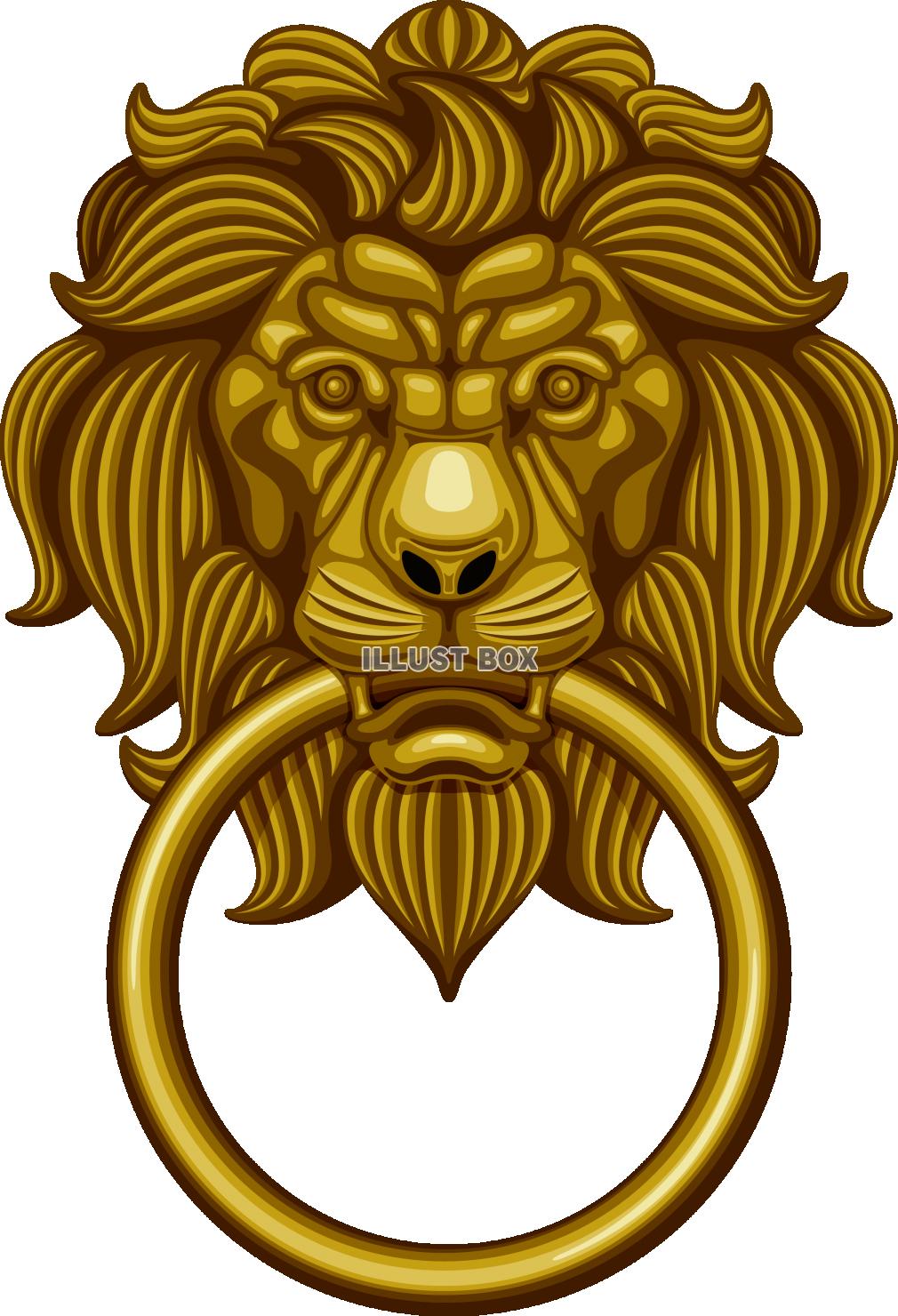 ドアノッカー　ライオン　獅子　金色