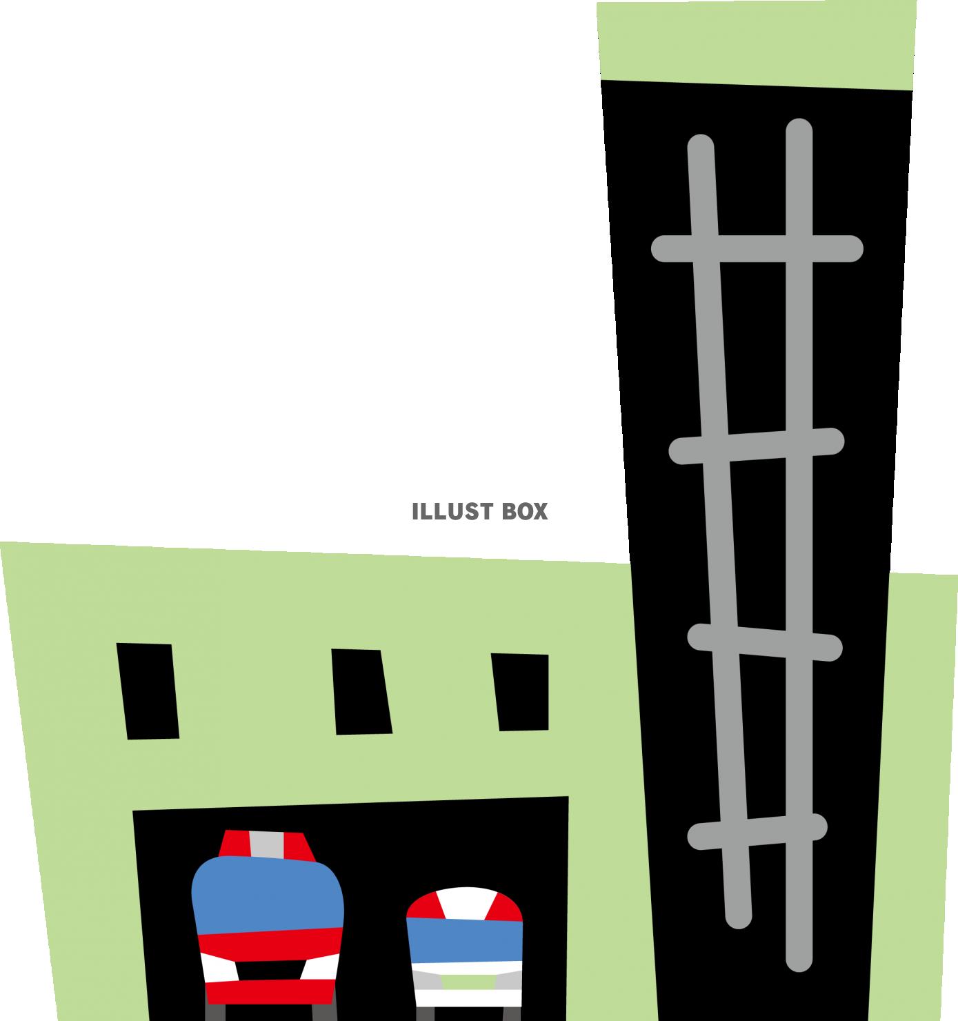 シンプルな切り絵風　消防署