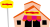 シンプルな切り絵風　ファミリーレストラン