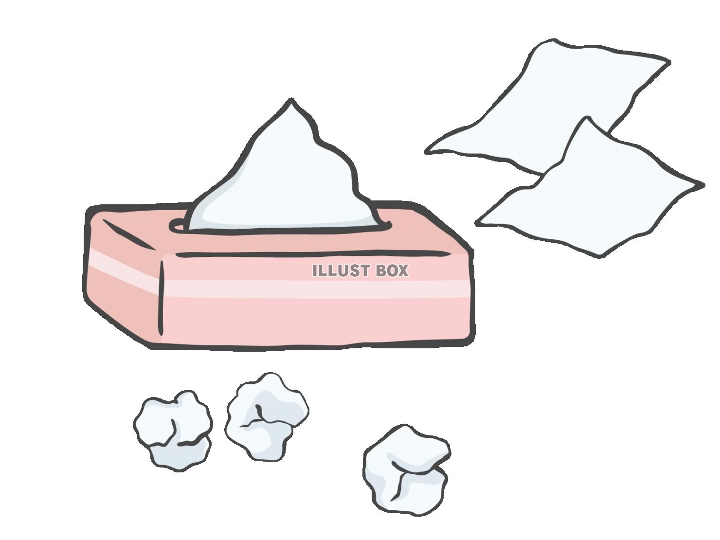 無料イラスト ティッシュ 箱とまるめたティッシュなど