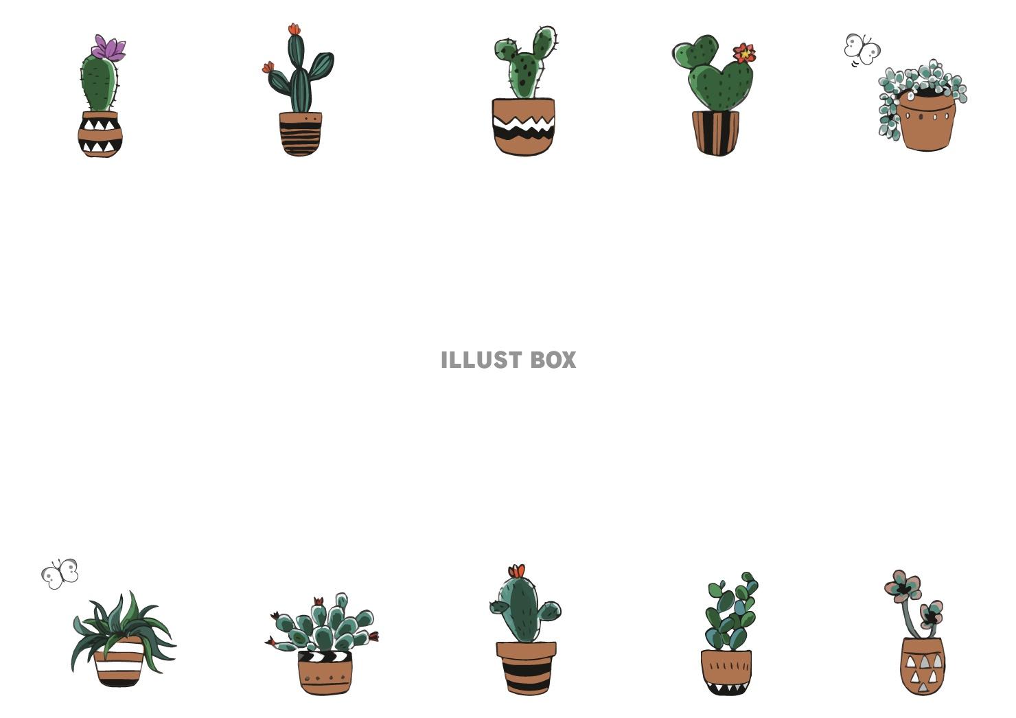 無料イラスト サボテンのフレーム