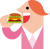 ビジネスウーマン　横顔 　ハンバーガー