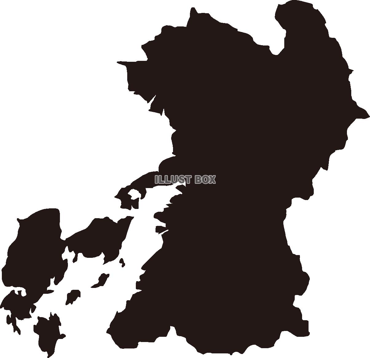 無料イラスト 熊本県の地図 黒 シルエット