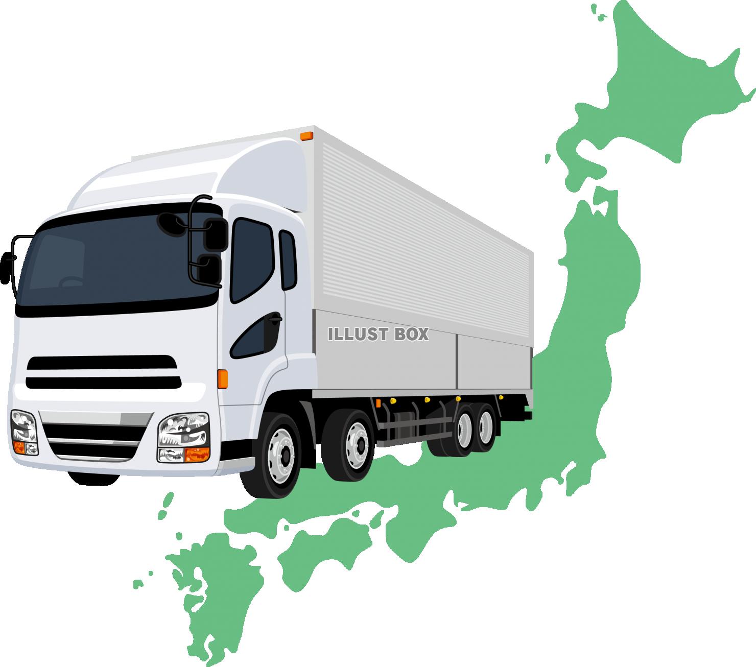 無料イラスト トラック 日本 地図 物流