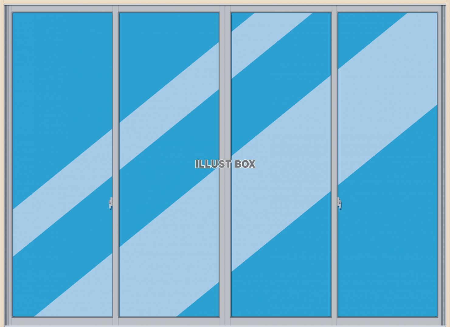 無料イラスト ガラス窓のフレーム サッシ 掃き出し窓