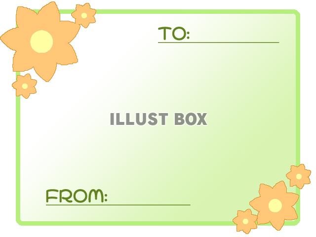 花のメッセージカード：グリーン