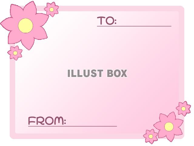 花のメッセージカード：ピンク