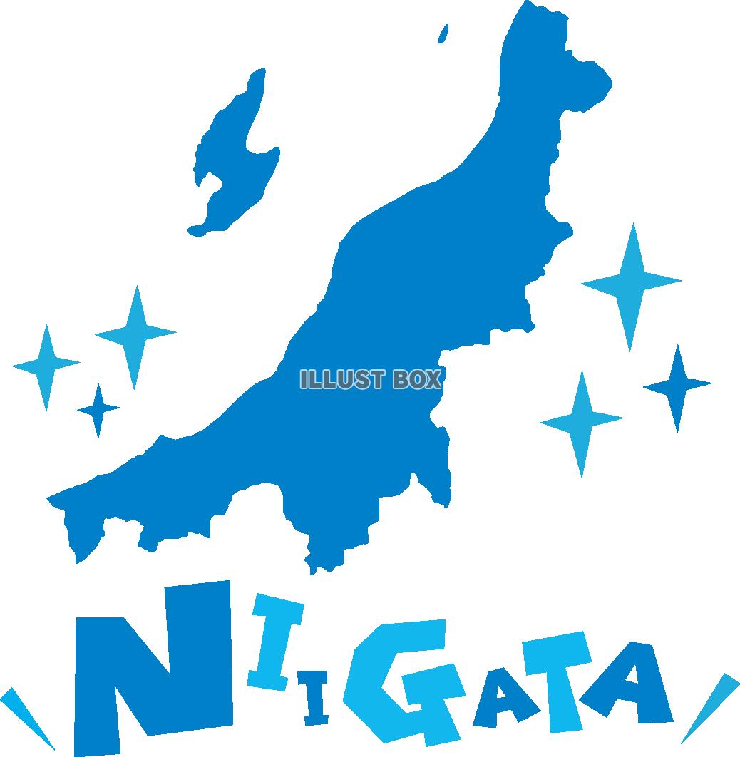 無料イラスト 新潟県の地図 Niigata 英語ポップロゴ