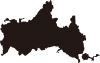 山口県の地図（シルエット）