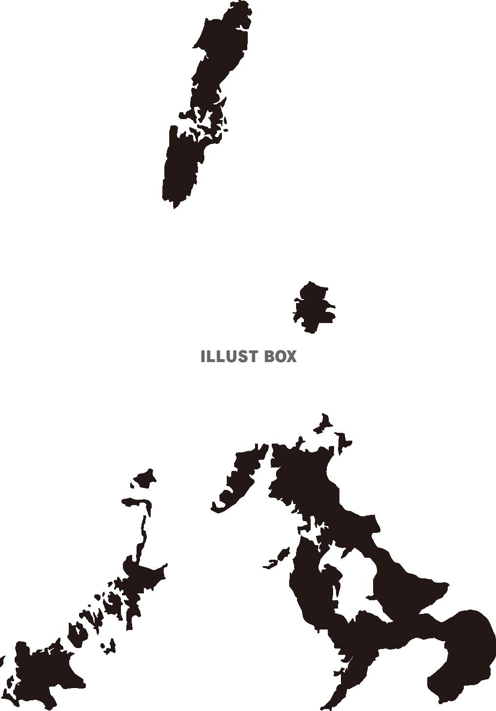 長崎県の地図（シルエット）