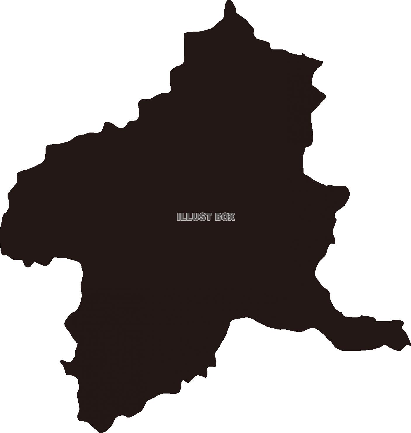 群馬県の地図（シルエット）