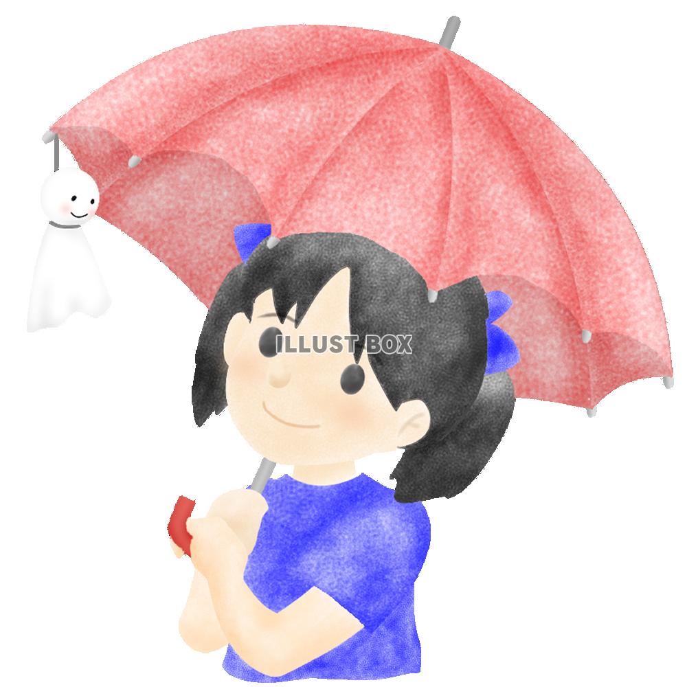 無料イラスト 傘をさす女の子