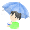 傘をさす男の子