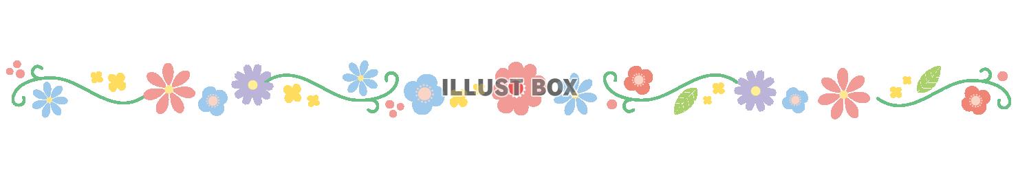 透過・春のお花のライン　シンプルかわいい手書き罫線飾り罫3月...